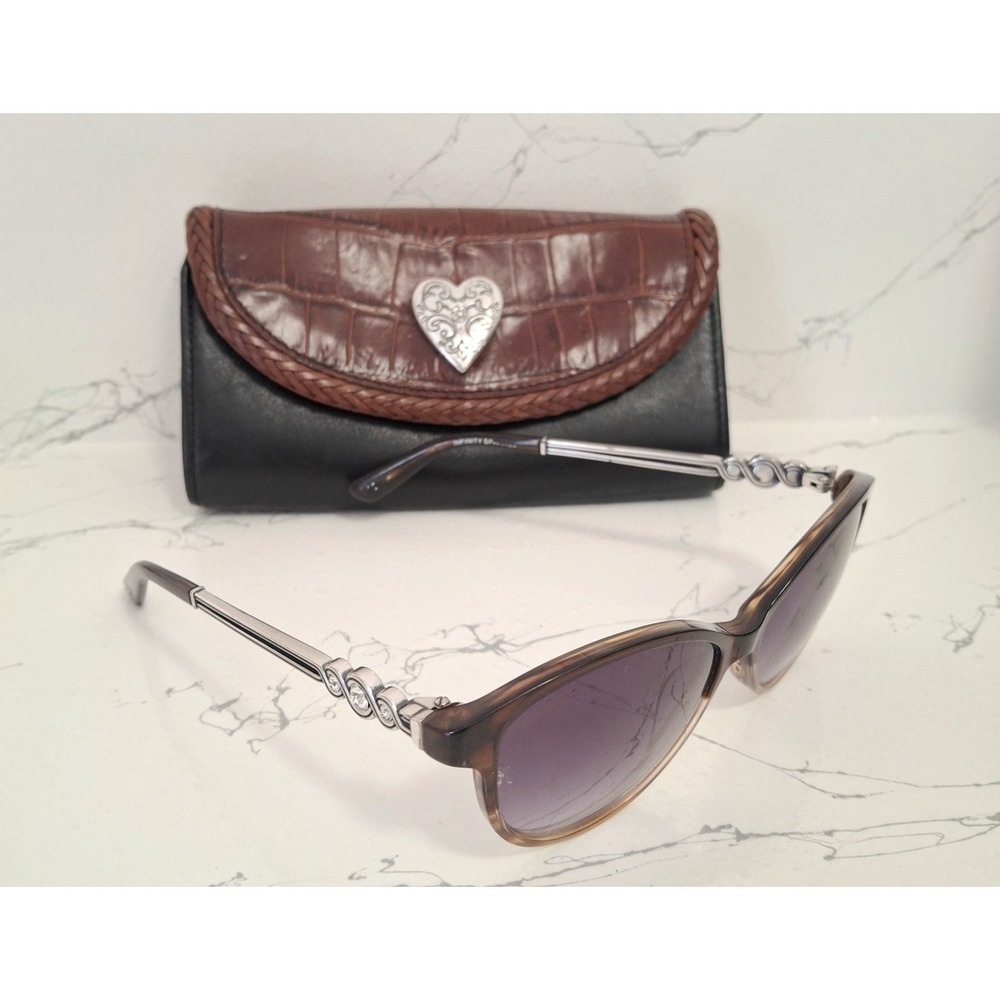 Vintage Brighton Women's Sunglasses Tortoise Shell With Rhinestones & Case